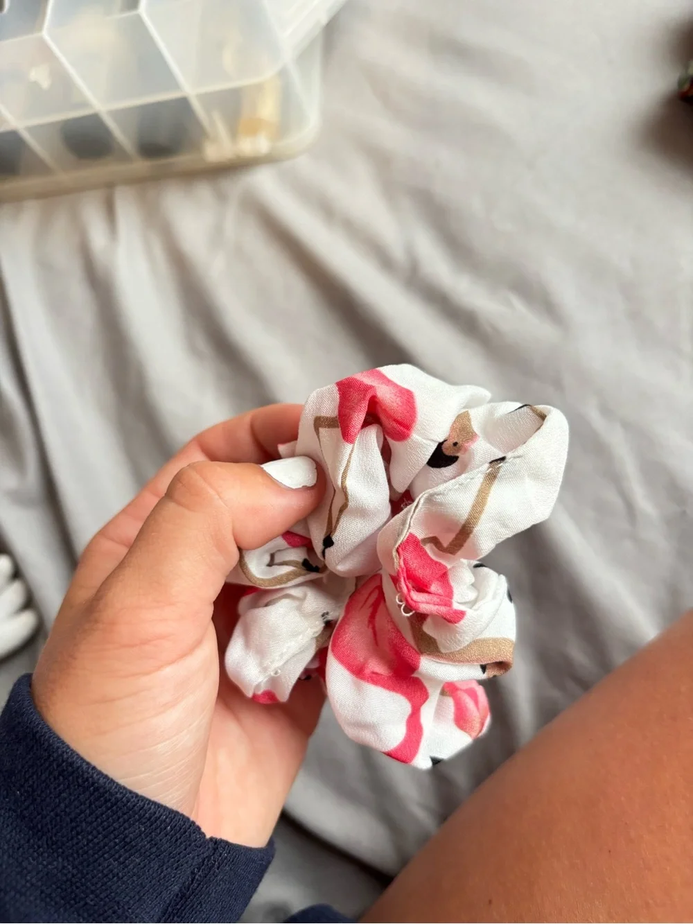 FOR INDIVIDUAL SALE - patterned scrunchies - some with flamingos!